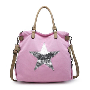lusciousscarves Handbags Large Canvas Silver Star Bag