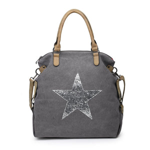 lusciousscarves Handbags Large Canvas Silver Star Bag