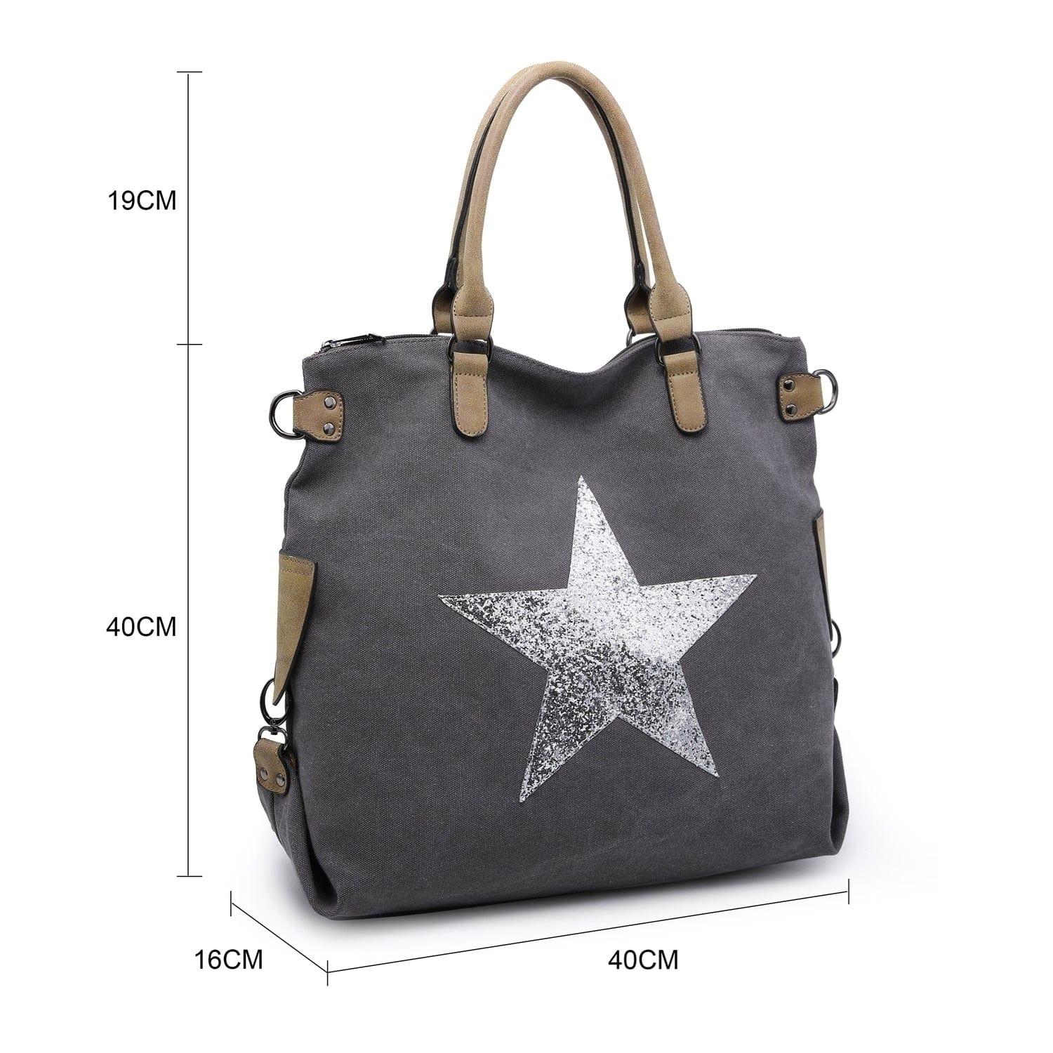 lusciousscarves Handbags Large Canvas Silver Star Bag
