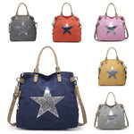 Load image into Gallery viewer, lusciousscarves Handbags Large Canvas Silver Star Bag
