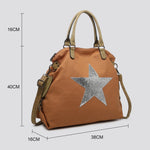 Load image into Gallery viewer, lusciousscarves Handbags Large Canvas Silver Star Bag , Over Night Holdall.
