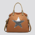 Load image into Gallery viewer, lusciousscarves Handbags Large Canvas Silver Star Bag , Over Night Holdall.
