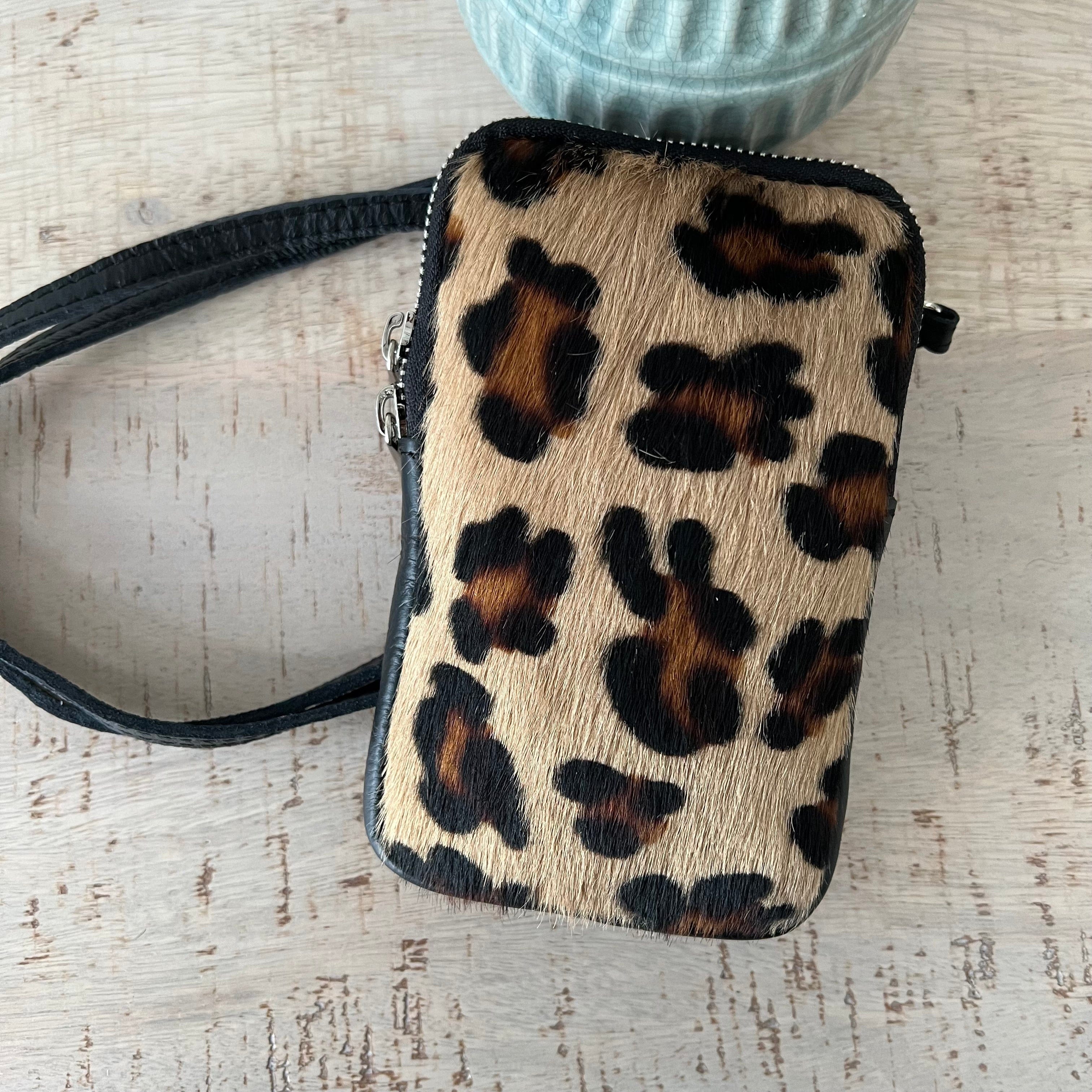 Italian leather animal print phone bag luscious scarves
