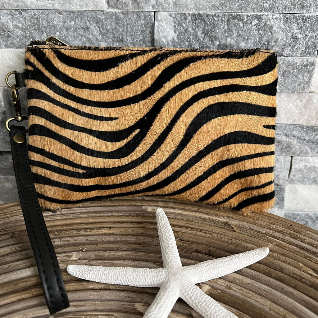 lusciousscarves Handbags Leather animal print & black clutch bag/purse