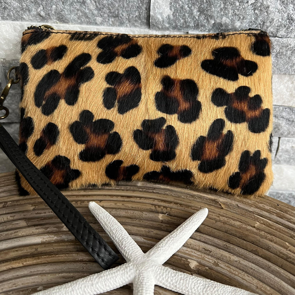 lusciousscarves Handbags Leather animal print & black clutch bag/purse