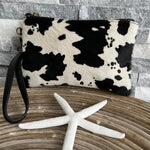 Load image into Gallery viewer, lusciousscarves Handbags Leather Cow Print &amp; Black clutch bag / purse
