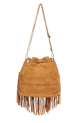 Load image into Gallery viewer, lusciousscarves Handbags Leather suede fringed tassel bucket bag / handbag
