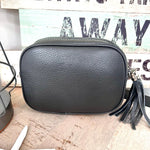 Load image into Gallery viewer, lusciousscarves Handbags Leather tassel camera style crossbody bag.
