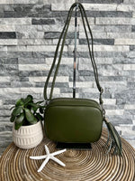 Load image into Gallery viewer, lusciousscarves Handbags Leather tassel camera style crossbody bag.
