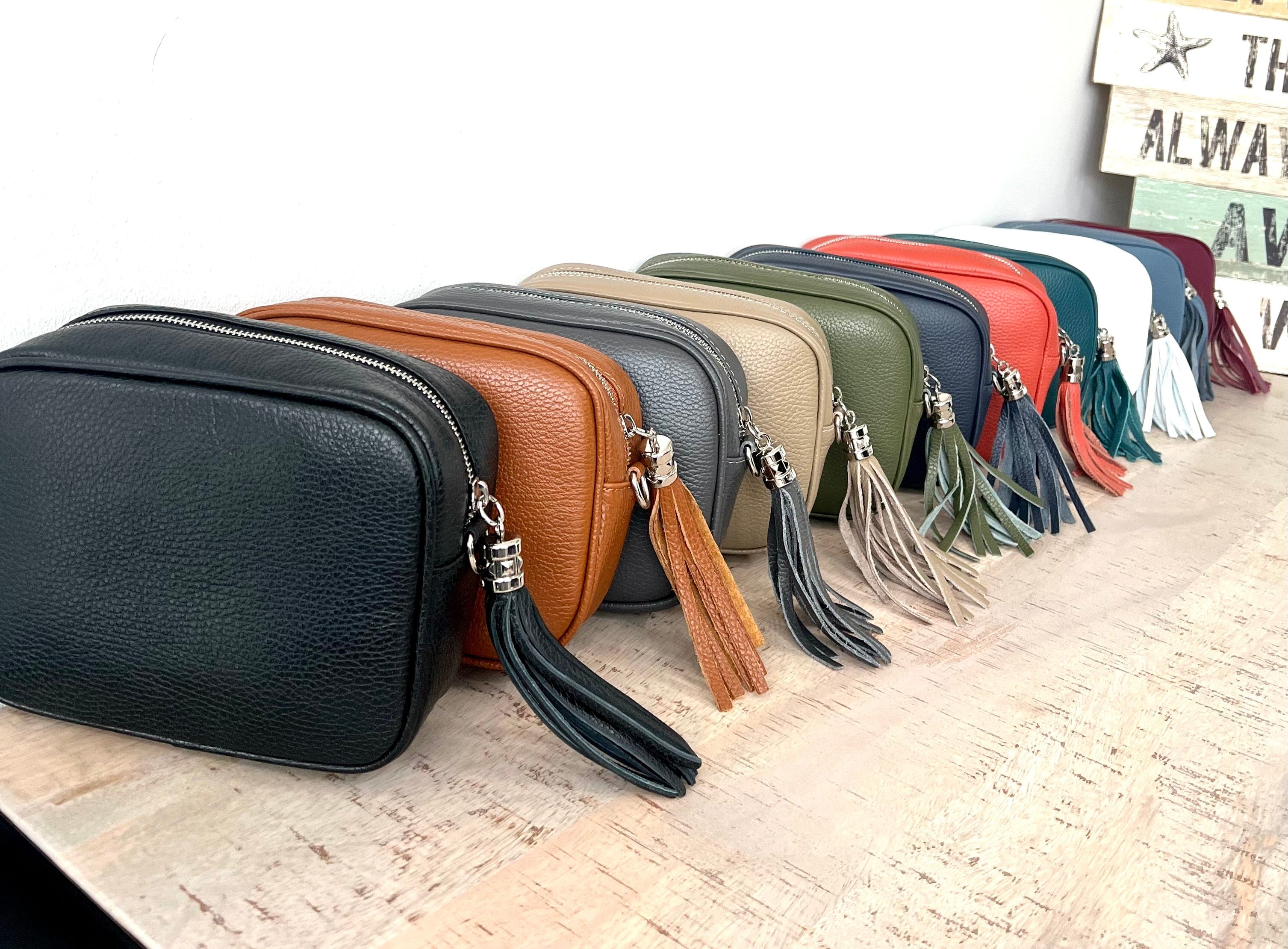 lusciousscarves Handbags Leather tassel camera style crossbody bag.