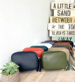 Load image into Gallery viewer, lusciousscarves Handbags Leather tassel camera style crossbody bag.
