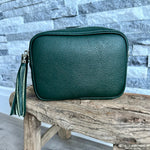 Load image into Gallery viewer, lusciousscarves Handbags Leather tassel camera style crossbody bag.
