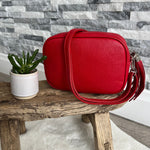 Load image into Gallery viewer, lusciousscarves Handbags Leather tassel camera style crossbody bag , Summer Colours

