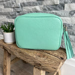 Load image into Gallery viewer, lusciousscarves Handbags Leather tassel camera style crossbody bag , Summer Colours
