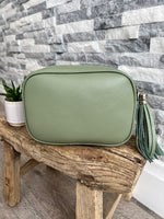 Load image into Gallery viewer, lusciousscarves Handbags Leather tassel camera style crossbody bag , Summer Colours
