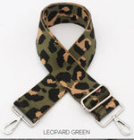 Load image into Gallery viewer, lusciousscarves Handbags Leopard green Interchangeable Bag Straps with Silver Hardware - Lots of colours available.
