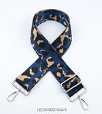 Load image into Gallery viewer, lusciousscarves Handbags Leopard Navy Interchangeable Bag Straps with Silver Hardware - Lots of colours available.
