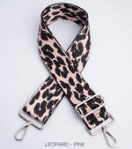 Load image into Gallery viewer, lusciousscarves Handbags Leopard Pink Interchangeable Bag Straps with Silver Hardware - Lots of colours available.
