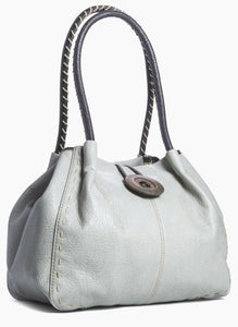lusciousscarves Handbags Light Grey Faux Leather Big Button Fashion Shoulder Bag Handbag