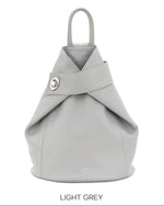 Load image into Gallery viewer, lusciousscarves Handbags Light Grey Italian Leather Folding Rucksack Backpack 12 Colours -
