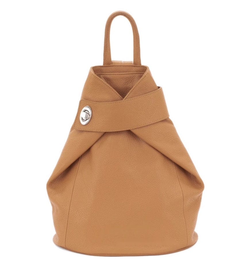 lusciousscarves Handbags Light Tan Italian Leather Folding Rucksack Backpack 12 Colours -