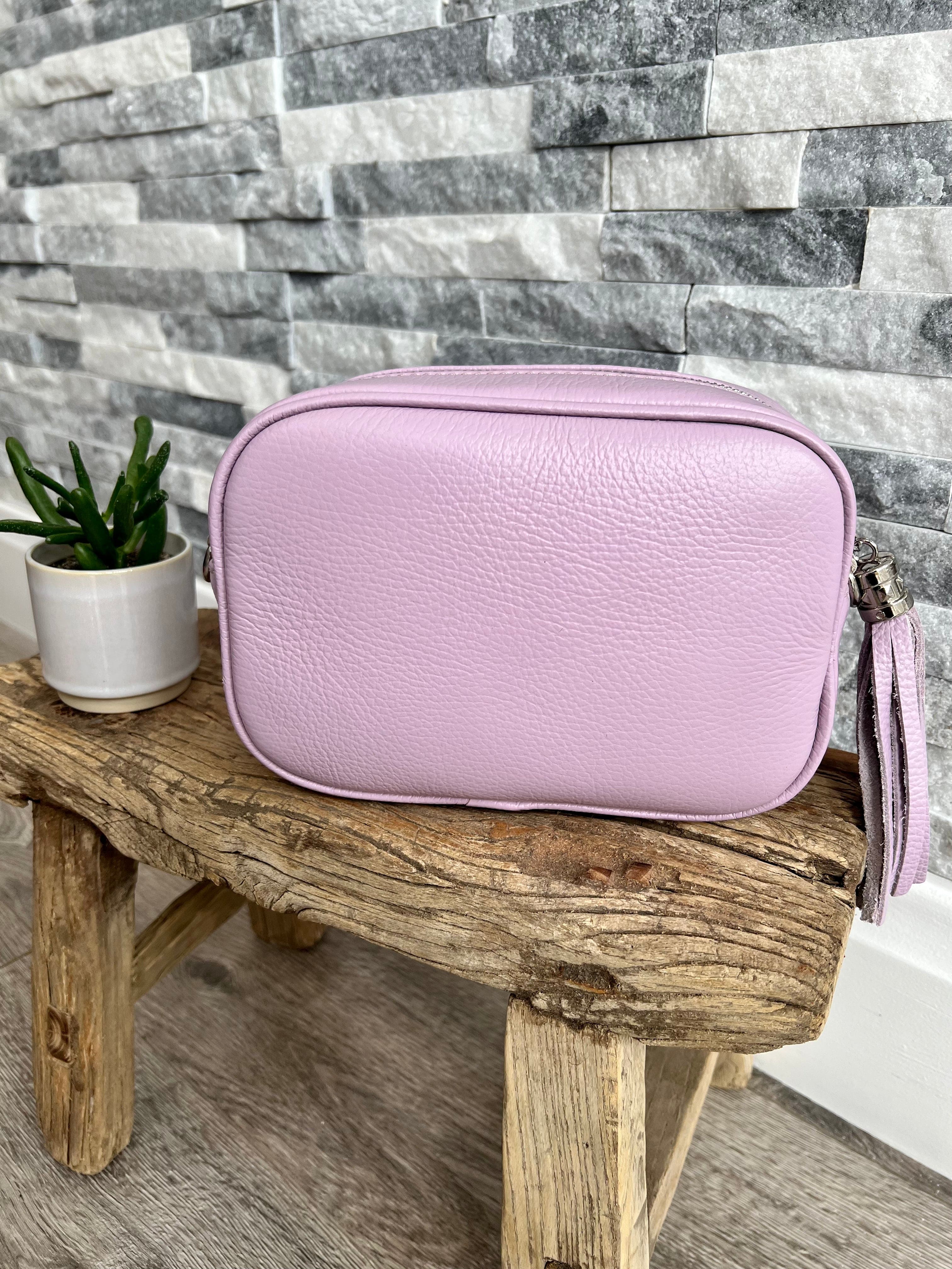 lusciousscarves Handbags Lilac Leather tassel camera style crossbody bag , Summer Colours