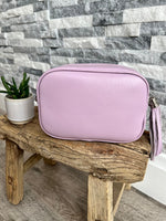 Load image into Gallery viewer, lusciousscarves Handbags Lilac Leather tassel camera style crossbody bag , Summer Colours
