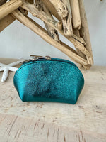 Load image into Gallery viewer, lusciousscarves Handbags Metallic Teal Italian leather coin purse
