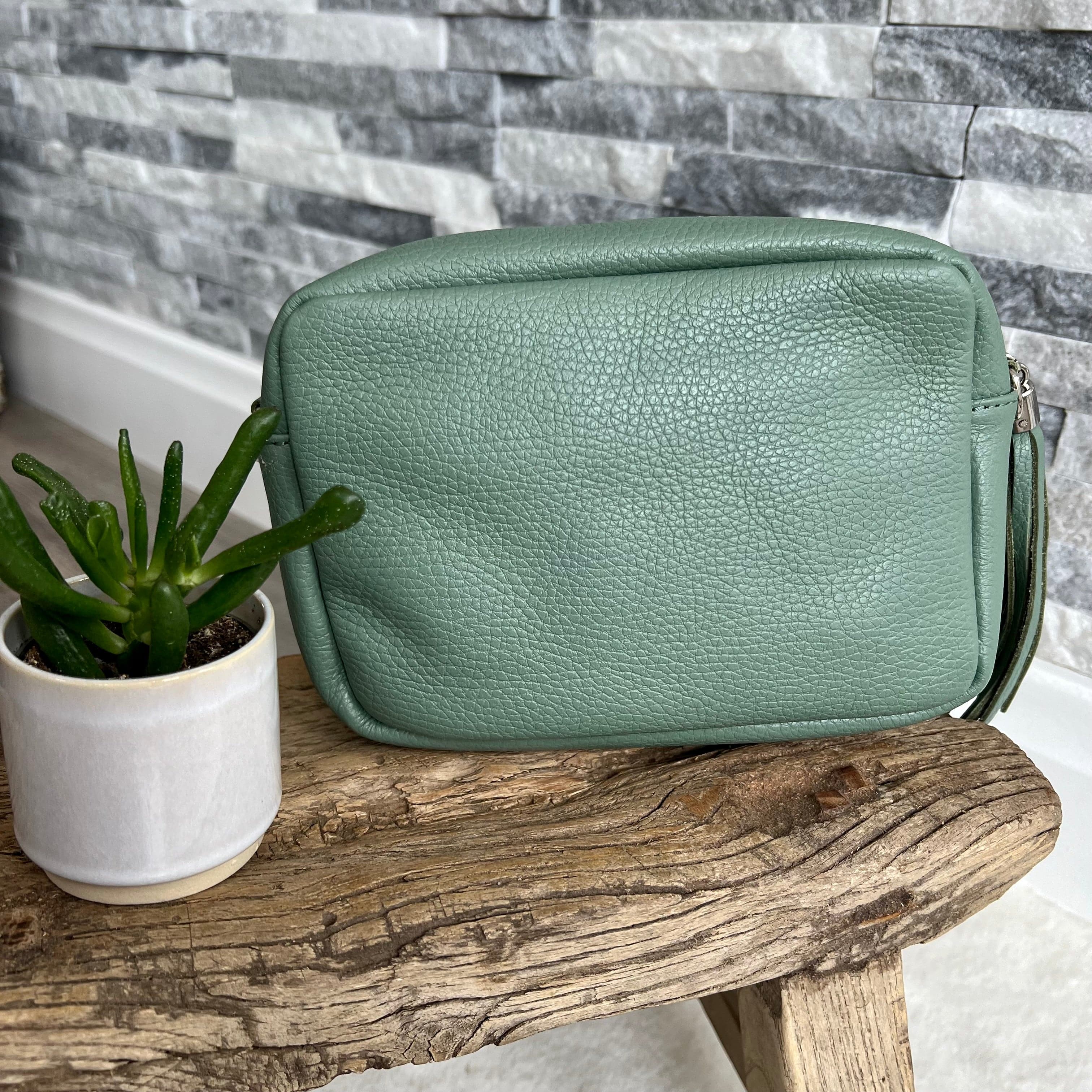 lusciousscarves Handbags Mint Green Italian Leather Soft Crossbody Camera Bag