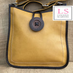 Load image into Gallery viewer, lusciousscarves Handbags Mustard Cross body Faux Leather Big Button Fashion
