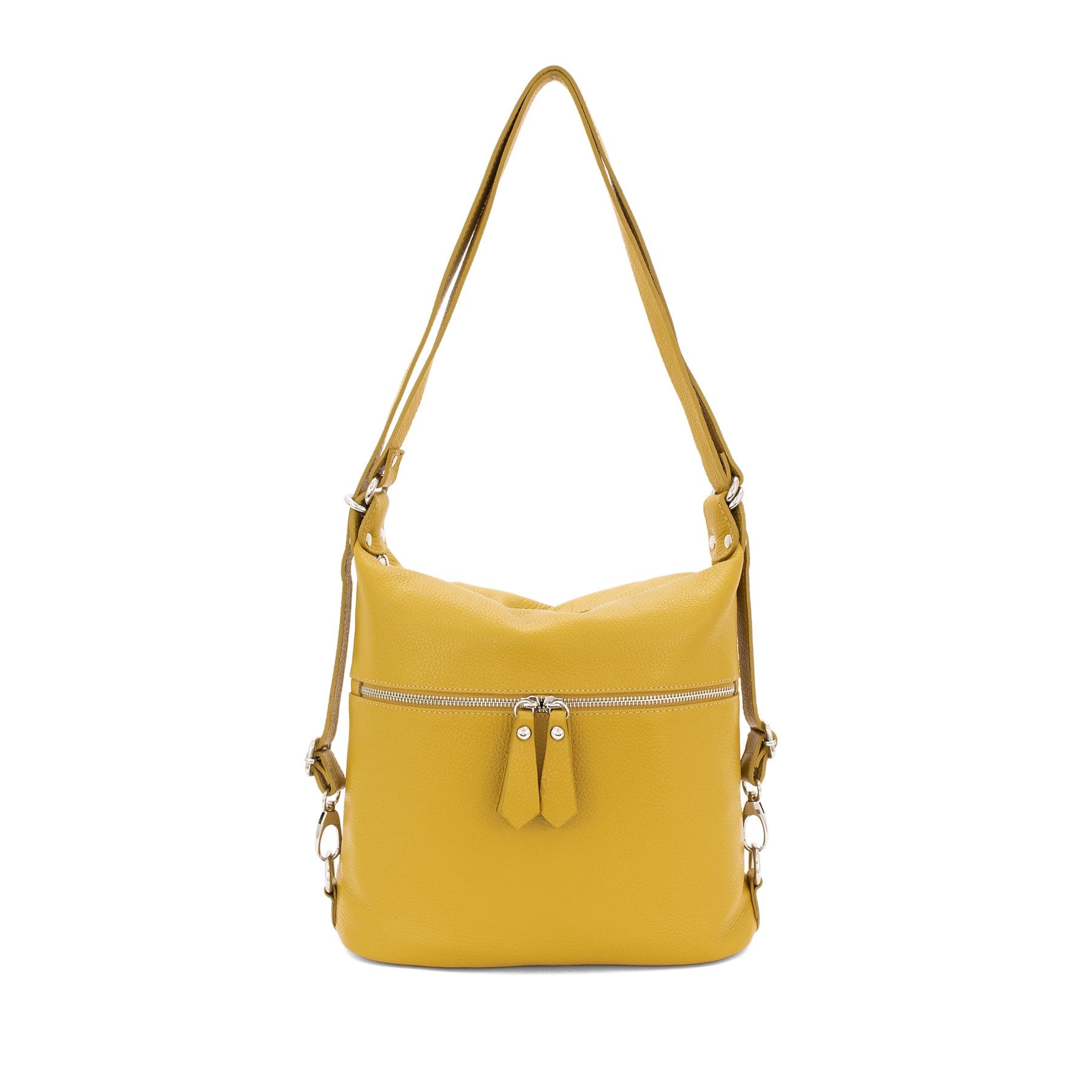 lusciousscarves Handbags Mustard Italian Leather Convertible Bag Handbag / Rucksack / Backpack