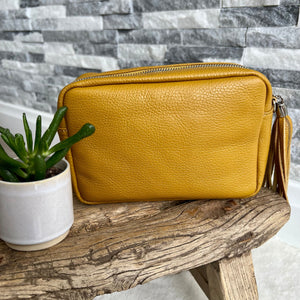 lusciousscarves Handbags Mustard Italian Leather Soft Crossbody Camera Bag