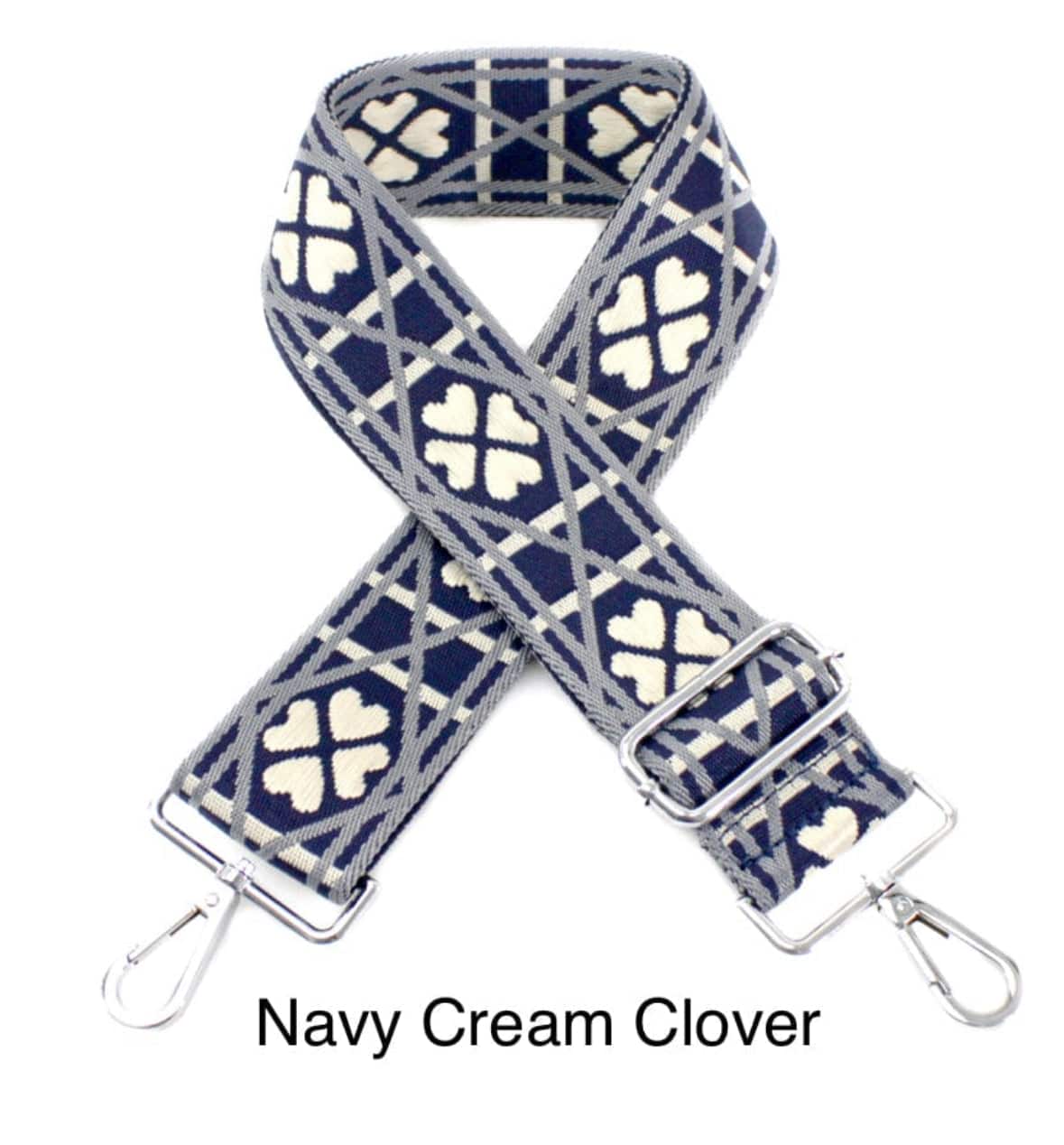 lusciousscarves Handbags Navy and Cream Clover Handbag Bag Straps with SILVER HARDWARE - Lots of colours available.