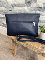 Load image into Gallery viewer, lusciousscarves Handbags Navy Blue Genuine Leather Clutch Bag
