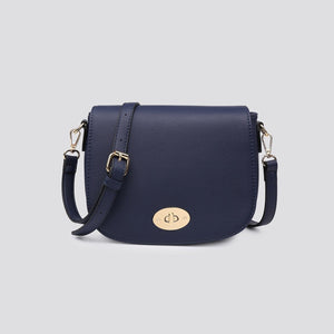 lusciousscarves Handbags Navy Crossbody Twist Clasp Closer Bag
