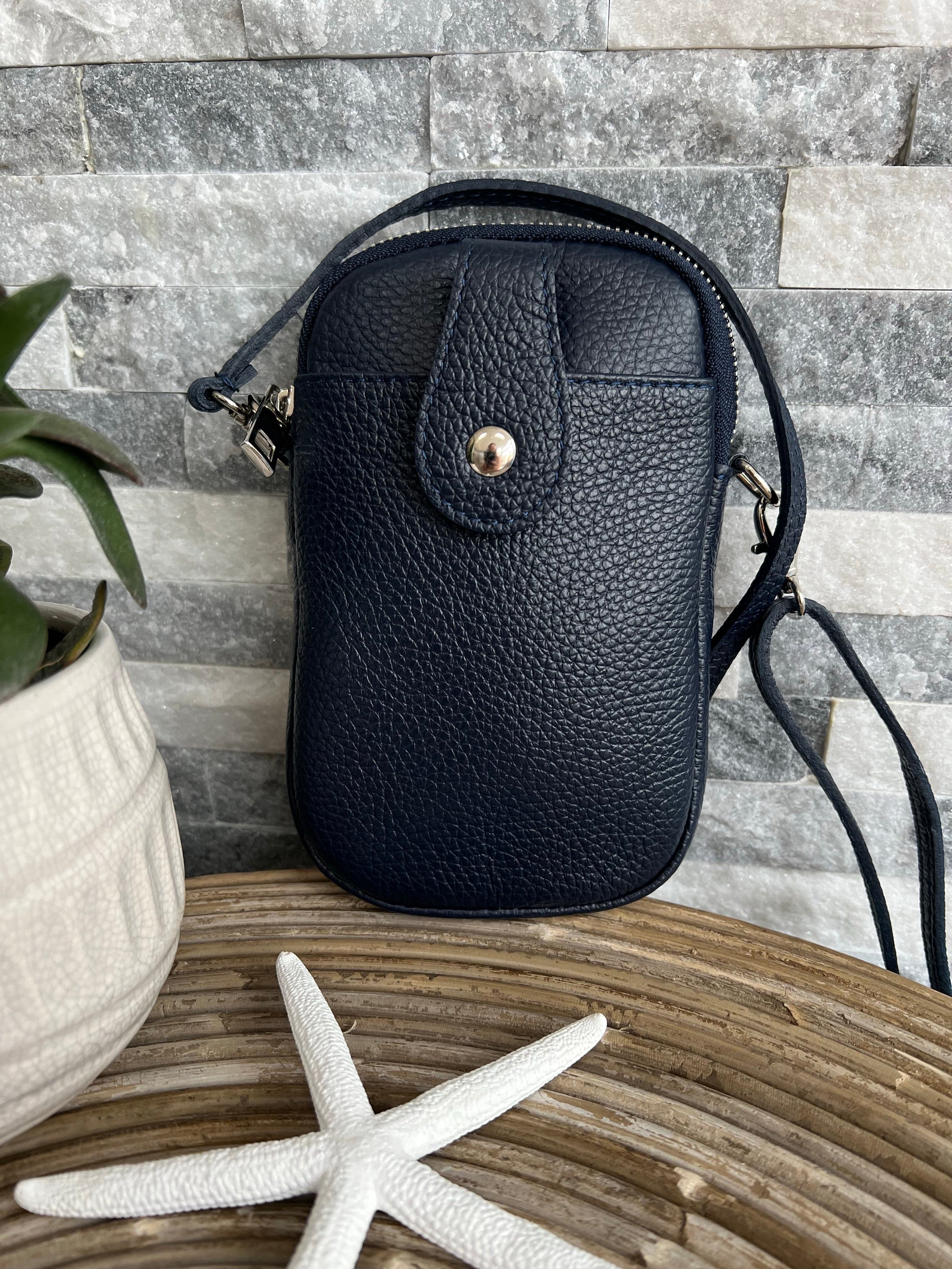lusciousscarves Handbags Navy Italian leather crossbody phone bag - lots of colours