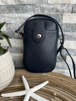Load image into Gallery viewer, lusciousscarves Handbags Navy Italian leather crossbody phone bag - lots of colours
