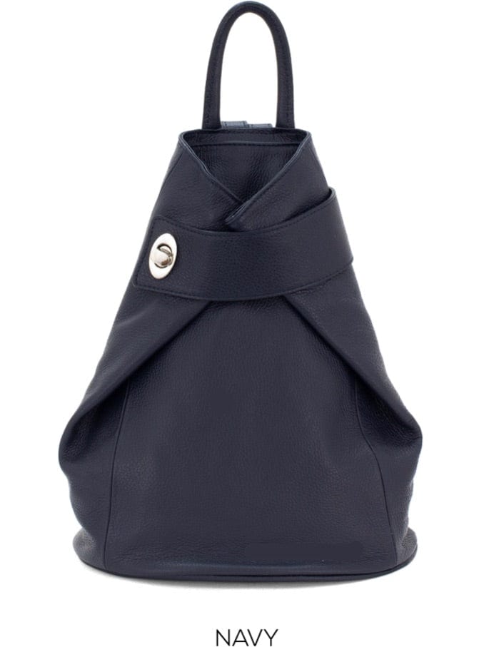 lusciousscarves Handbags Navy Italian Leather Folding Rucksack Backpack 12 Colours -