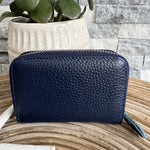 Load image into Gallery viewer, lusciousscarves Handbags Navy Leather credit card holder with RFID card protection.
