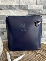 Load image into Gallery viewer, lusciousscarves Handbags Navy Small Italian Leather Crossbody Bag
