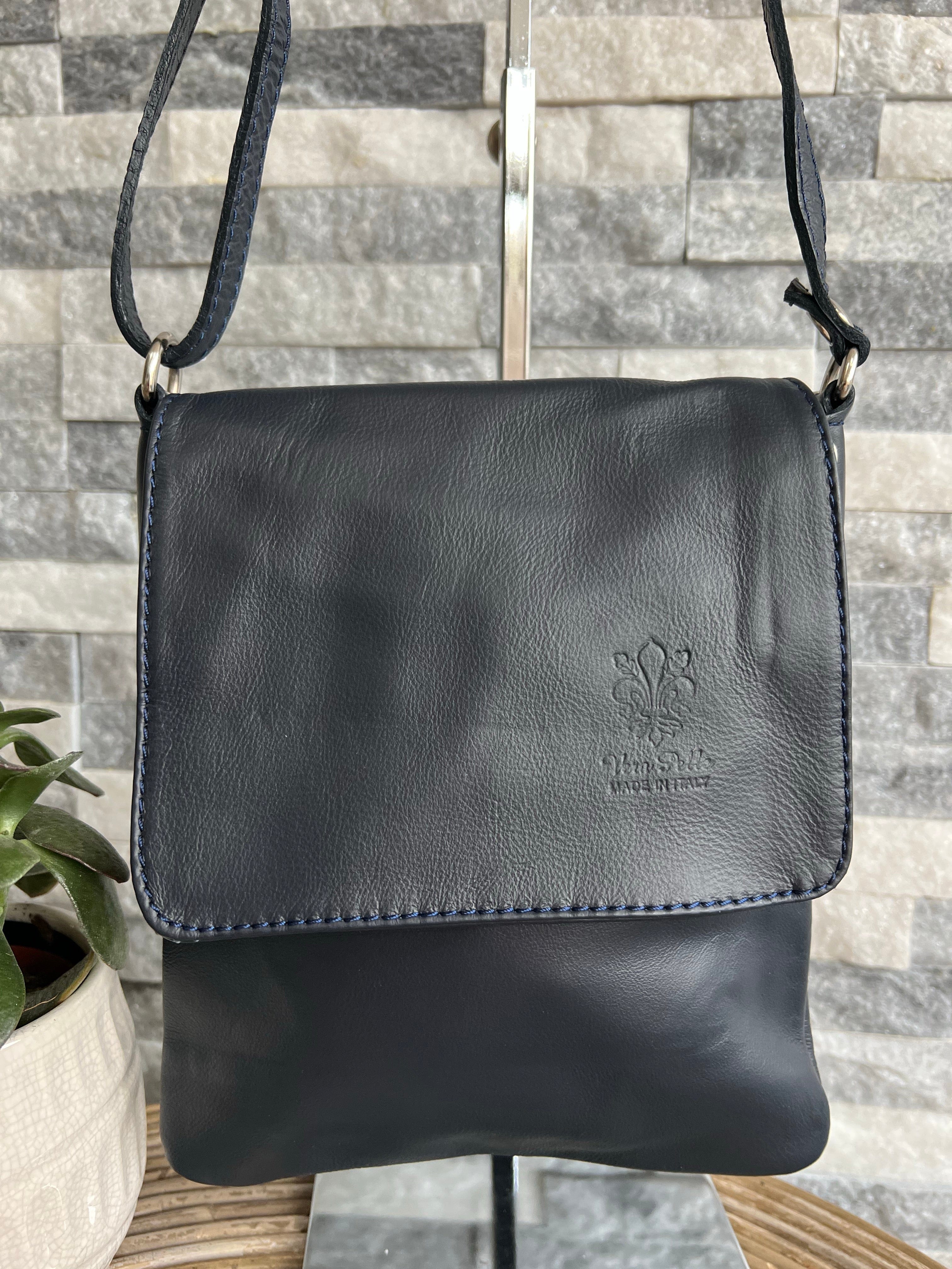 Italian Leather Square Crossbody Bag