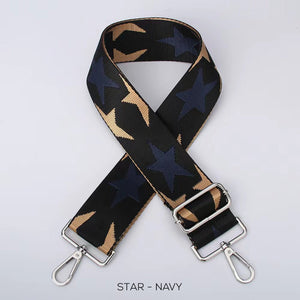 lusciousscarves Handbags Navy Star Interchangeable Bag Straps with Silver Hardware - Lots of colours available.