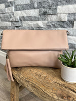 Load image into Gallery viewer, lusciousscarves Handbags Nude Dusky Pink Genuine Leather Clutch Bag
