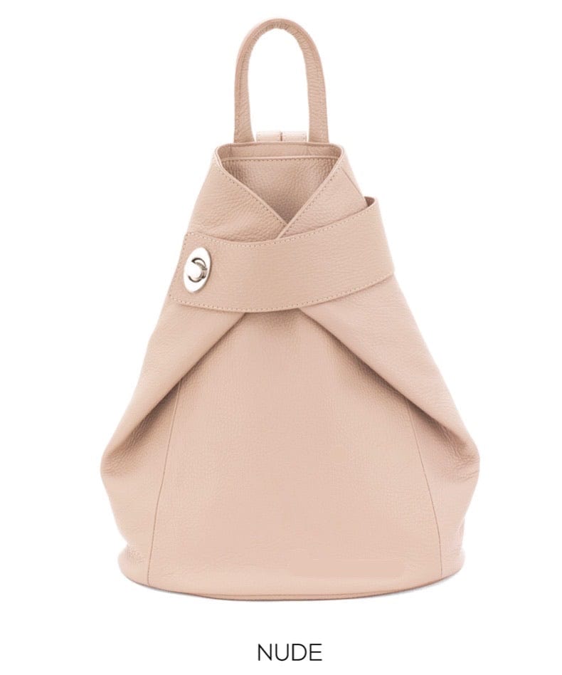 lusciousscarves Handbags Nude Italian Leather Folding Rucksack Backpack 12 Colours -