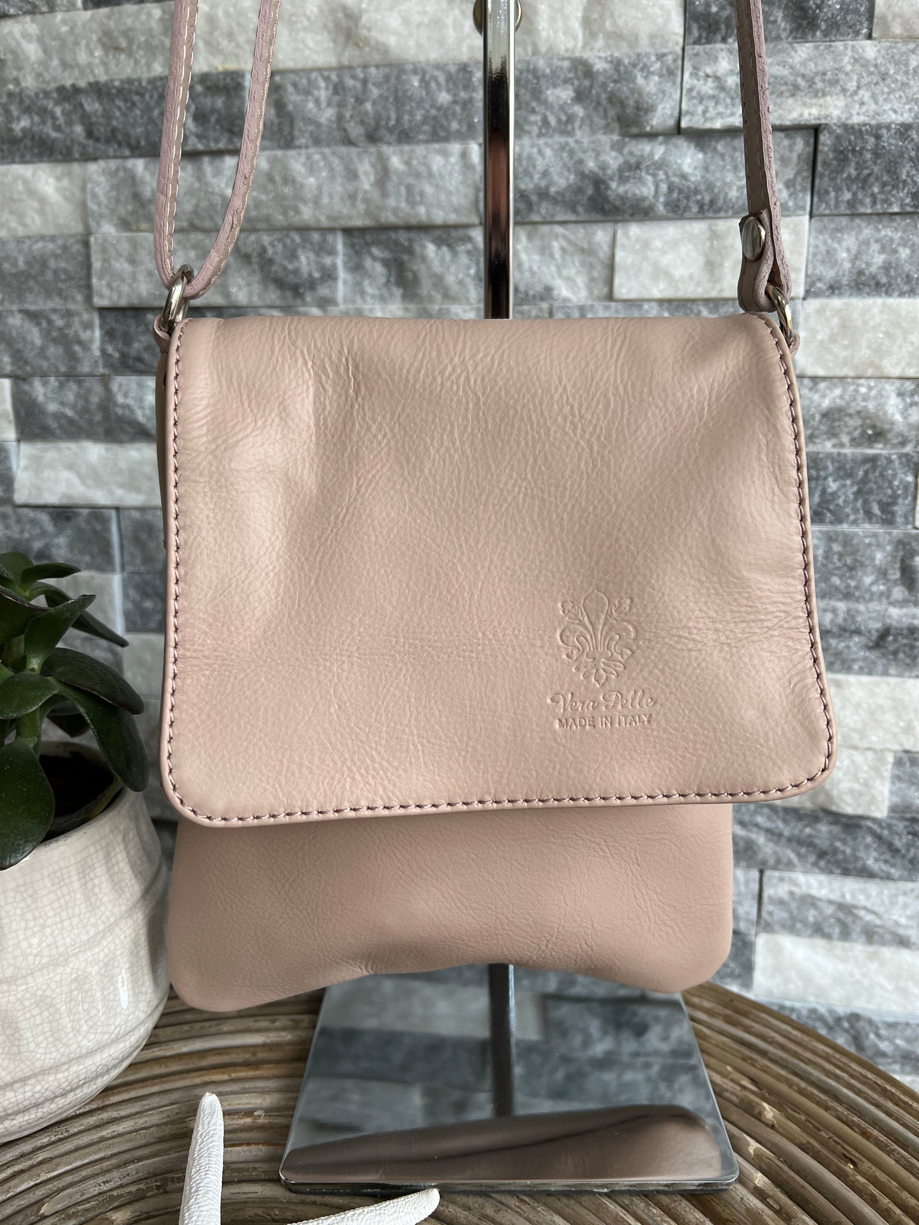 lusciousscarves Handbags Nude Pink Small , Soft Italian Leather Crossbody Bag