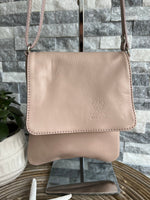 Load image into Gallery viewer, lusciousscarves Handbags Nude Pink Small , Soft Italian Leather Crossbody Bag
