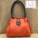 Load image into Gallery viewer, lusciousscarves Handbags Orange Faux Leather Big Button Fashion Shoulder Bag Handbag
