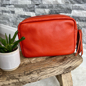 lusciousscarves Handbags Orange Italian Leather Soft Crossbody Camera Bag