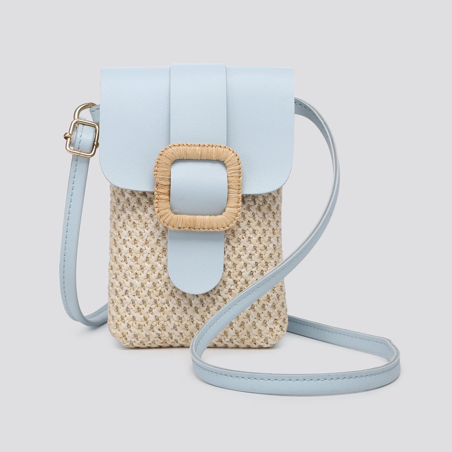 lusciousscarves Handbags Pale Blue Crossbody Phone Pouch , Woven Design Small Bag