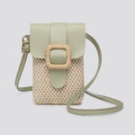 Load image into Gallery viewer, lusciousscarves Handbags Pale Green Crossbody Phone Pouch , Woven Design Small Bag

